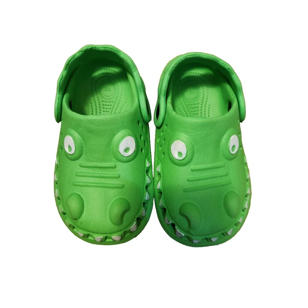 Kids Bright Green Crocodile Clog Sandals